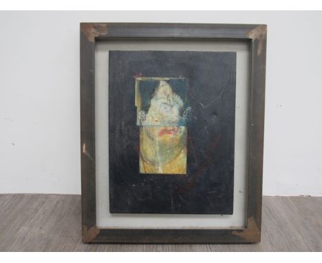 PETER DAVIS (XX): An oil on canvas portrait of the photgrapher Alastair Thain, unsigned. Canvas mounted onto backing board an