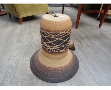 A Danish ceramic large ceiling pendant light by Axella Design in stoneware, decorated in painted bands of brown and incised i