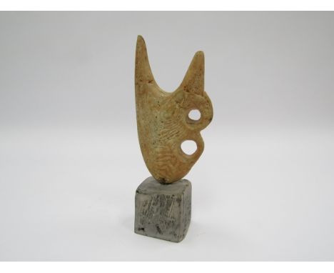 PETER HAYES (b.1946): A studio ceramic sculpture of organic form on plinth. Unmarked. 14.5cm high 