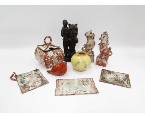 STANISLAS REYCHAN (1897-1994) A collection of eight Studio pottery figures and pots in ceramic and one in cast resin. Impress