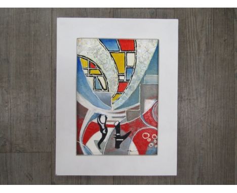 SPATE HUNTERMANN (ROBERT HUNT 1934-2014) A framed acrylic on board titled "Hornblower". Signed bottom right. Image size 34cm 