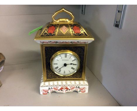 A Crown Derby 'Old Imari' mantle clock.