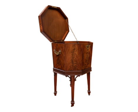 A 'Chippendale' mahogany lidded wine cooler On four carved legs With brass fittings Lead-lined internal compartmentÂ&nbsp; Pr