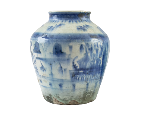 To be sold without reserve Property of a Gentleman  Persian Blue and white ceramic vase 19th Century  Dimensions: 8.5 in. (H)