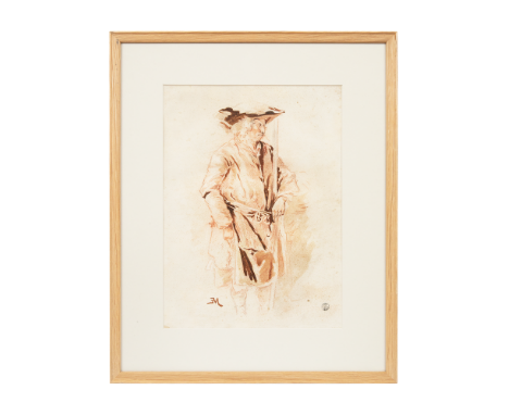 Property of a Gentleman Attributed to Ernst Meissonier (1837 - 1902) 3/4 length portrait of a merchant Sanguine, watercolour 