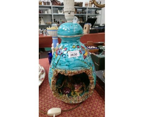 An Italian china aquarium lamp by F. Bland.