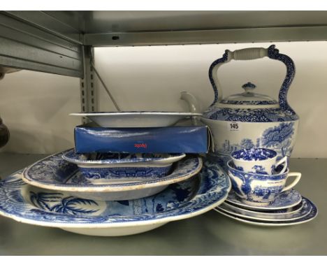 A Copeland Spode Italian design large window display teapot with handle together with a Limited Edition plate, 19th century m