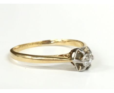 An 18 carat gold and platinum solitaire diamond ring (marks rubbed)