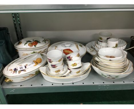 The residue of a Royal Worcester table ware service, decorated in the Evesham pattern.