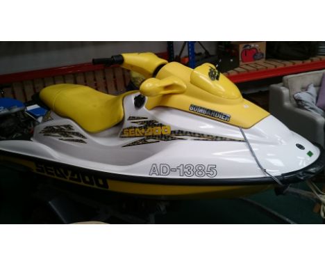 ONLINE BIDDERS PLEASE NOTE THAT SOME IMAGES MAY  SHOW LOT NUMBERS WITHOUT THE PREFIX 5 . 

A yellow and white Bombardier Sea.