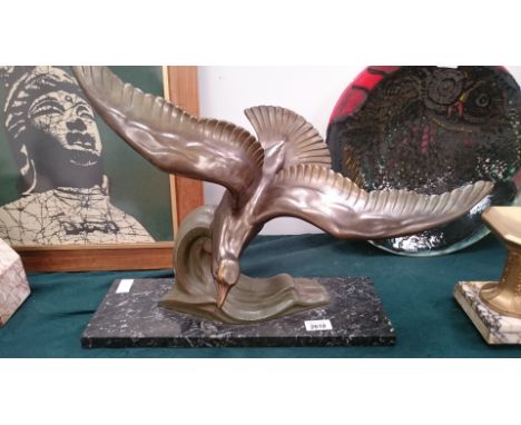 A 1930's bronzed model of a Soaring Seagull.