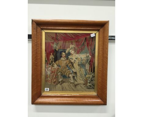 A maple framed and glazed tapestry.