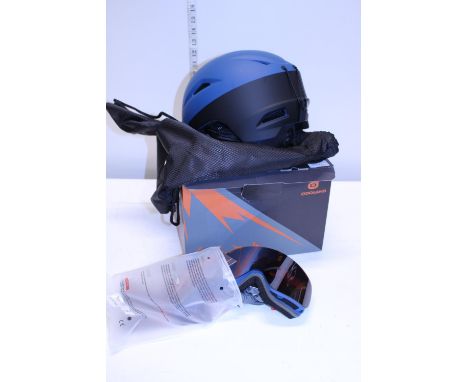 A new box ski helmet and goggles 