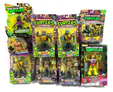 Playmates Teenage Mutant Ninja Turtles figures x 9 including Delta Donatello, Leonardo, Ninja Superstars Michel Angelo as 'Ma
