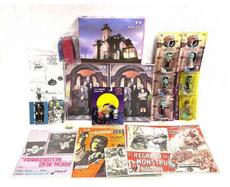 Selection of Addams Family, Universal Monsters and Nightmare Before Christmas collectables including Addams Family Jigsaw Puz