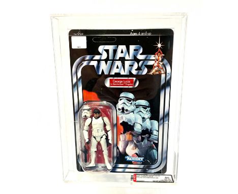 Hasbro Star Wars The Saga Collection George Lucas Stormtrooper 3 3/4" figure AFA Graded 90 NM+/MT card 90 bubble 85 figure 90
