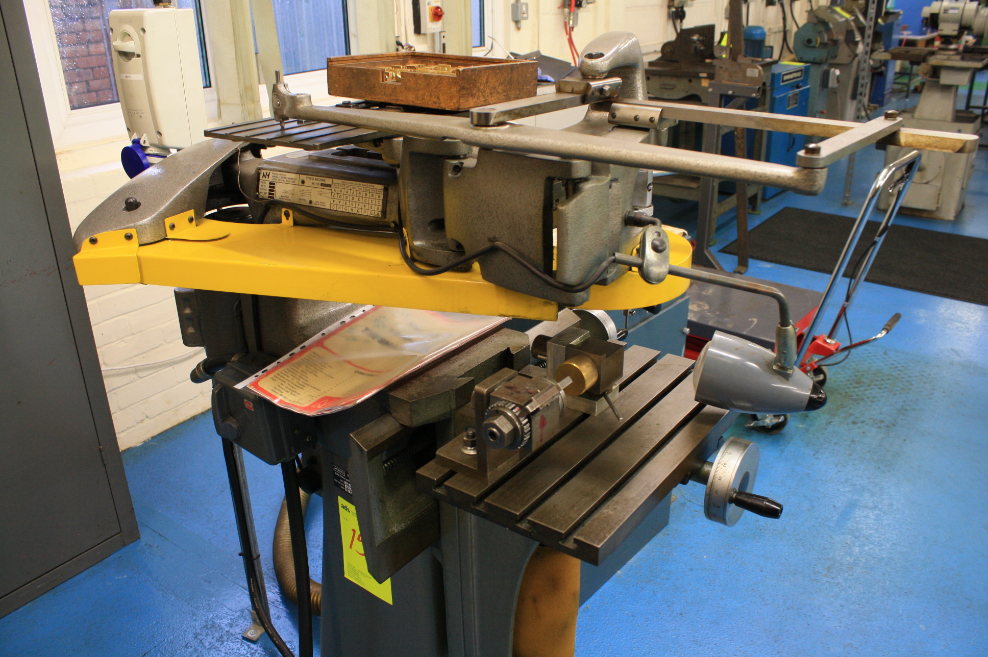 Newing Hall Type D Pantograph Engraving Machine with Rotary Engraving Fixure & Set of Number temp