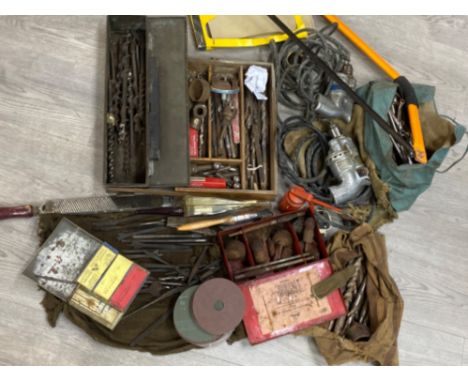 Job lot of vintage tools including Desoutter drill gun, tool bits etc
