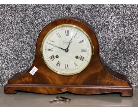 Reproduction Mahogany Comitti of London mantle clock - with key