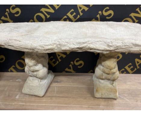 3 section concrete squirrel based twin pedestal bench (drift wood design
