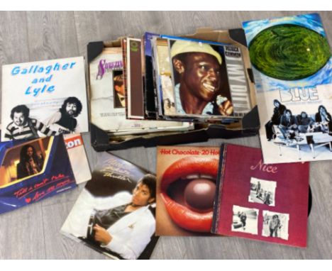 Box of miscellaneous LP records including Michael Jackson ‘Thriller’