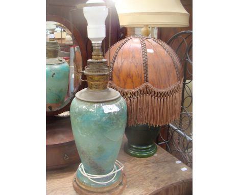 An American style table lamp and shade and a similar glass bodied table lamp (2)