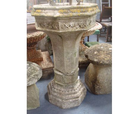 A tall Gothic Revival garden planter of octagonal form, c. 43" high