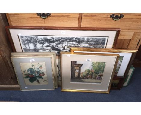 A signed limited edition print of horses, entitled 'Flies', together with a further collection of pictures