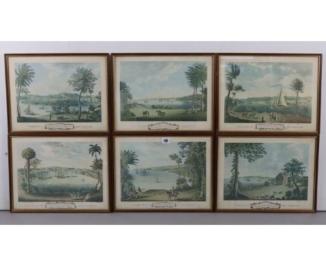 A set of six reprinted coloured prints – Jamaican views, 11½” x 15”, in matching glazed frames; a Collingwood part tea servic