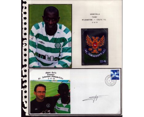 Football Celtic Johnathan Gould signed 1997 transfer Bradford City cover display. Set on descriptive A4 page with corner moun