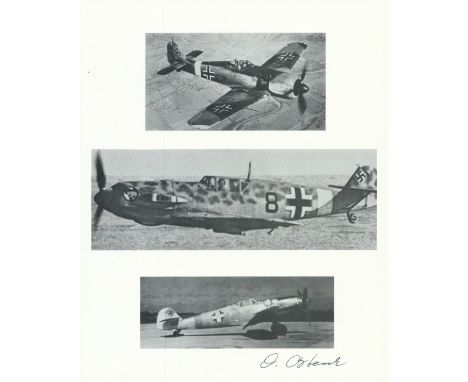 WW2 Luftwaffe ace fighter pilot Oscar Boesch 8x10 black and white photo signed in black marker. Boesch (Deceased) was credite