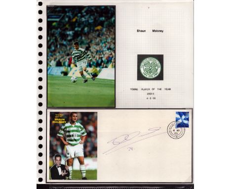 Football Celtic Sean Maloney signed 2003 Young Player of the Year cover display. Set on descriptive A4 page with corner mount