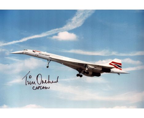 Capt Tim Orchard Concorde Flight Record New York signed 12 x 8 colour photo. Senior First Officer Tim Orchard began his flyin