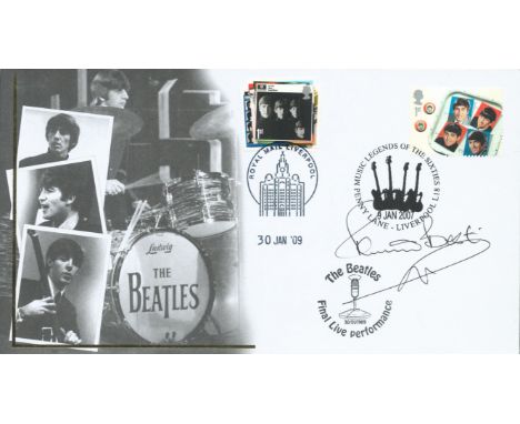 Music The Beatles Pete Best former drummer signed 2007 Internetstamps Beatles FDC. Two Stamps, Liverpool and Penny Lane postm