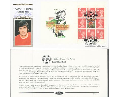 Football legend George Best signed 1996 Benham Football heroes FDC with illustration of the soccer hero. George Best (22 May 