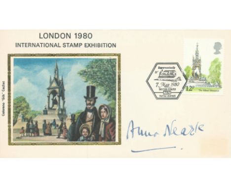 Veteran actress Anna Neagle signed 1980 Colorano silk London 1980 FDC with Victorian illustration. She was a successful box-o