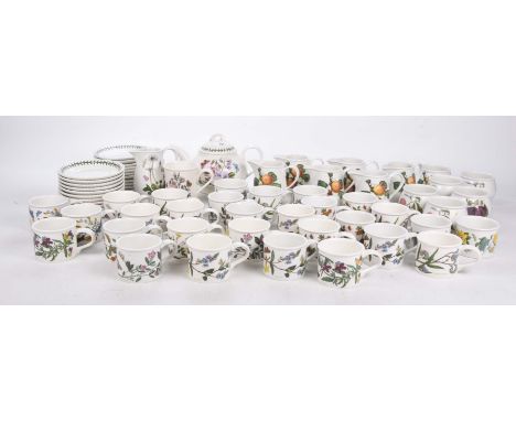 A large collection of Portmeirion Botanic Garden cups and saucers Along with a teapot and various jugs, approximately sixty e