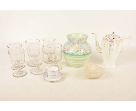 Collectable ceramics and glasswareTo include a Shelly Melody pattern vase of ribbed tapering form, a Shelly floral pattern co