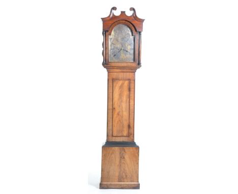 An 18th/19th Century mahogany longcase clock, W. Trick, BidefordThe case with a twin swan neck pediment above turned uprights