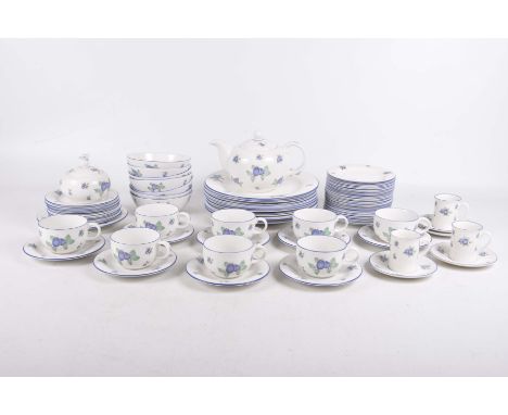 A Royal Doulton Blueberry tea and dinner serviceTo include teapot, dinner plates, side plates, cups, saucers, breakfast bowls