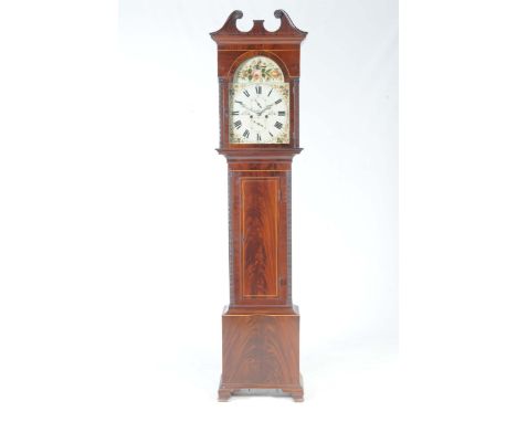 An early 19th Century Scottish mahogany cased longcase clock, by Hugh Munro of DollarThe case with a twin swan neck pediment 