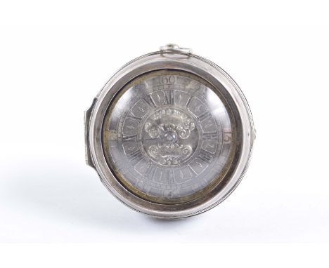 A late 17th century pair case pocket watch, by Douglas, LondonThe watch with a detailed and decorative silver dial, the twin 