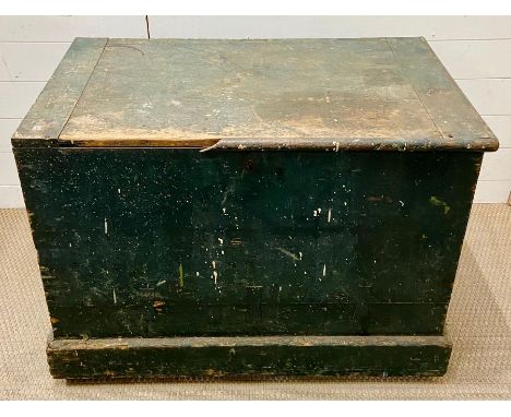 A wooden ships tool chest with compartments inside and rope handles finished with inlay (H69cm W95cm D57cm)