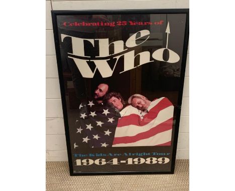A vintage poster of "The Who. The kids are alright tour" for they celebration of the 25 years (1964-1989), framed and glazed.