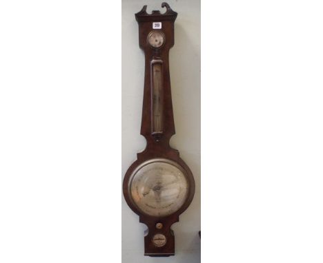 A Regency banjo wall barometer in mahogany case signed C A Canti Malling Kent 