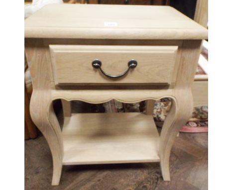 A pair of new heavy light oak top quality 2 tier bedside tables each fitted 1 drawer
