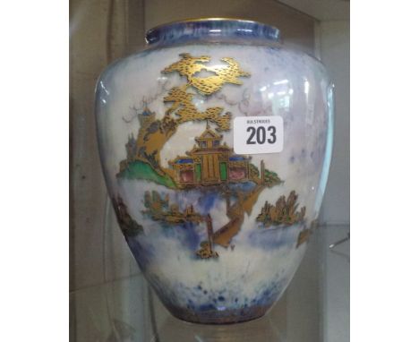 Royal Worcester crown ware vase decorated with Japanese scenes 