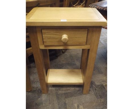New heavy light oak two-tier telephone fitted one drawer 