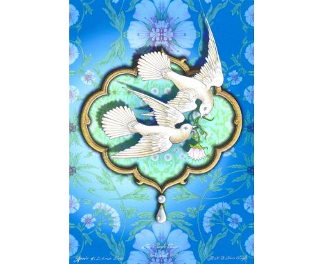 The Singh Twins, Amrit Kaur and Rabindra Kaur - Computer generated giclee print in colour, 21cm x 14.7cm. Framed and glazed.T