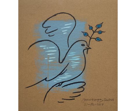 James Morgan - Acrylic paint with black pen on brown card, 26cm x 24cm. Framed and glazed.James Morgan is a designer and arti